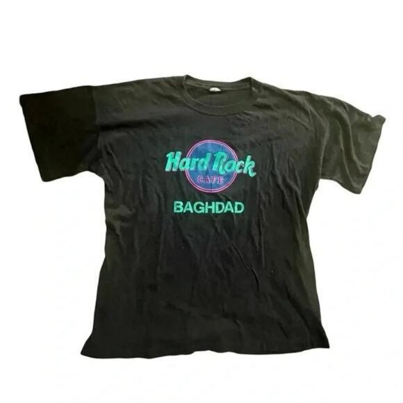 Vintage 1990s Hard Rock Baghdad Black T‑Shirt – XL Retro Graphic Tee – Hard Rock - Picture 3 of 7